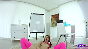 Pretty teen Timea Bella's emotional VR solo session