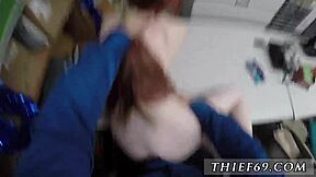 redhead teen in police uniform handles simple battery theft