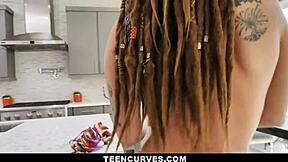 Indica Flower in provocative bikini interacts with pool guy