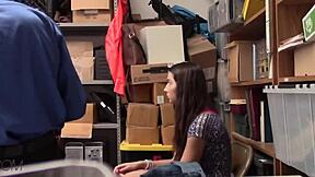 brunette hottie got talked into riding dick