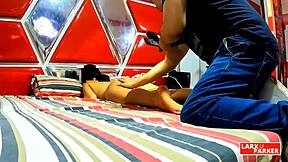 in the casting, perla rica gets masturbated from another angle with ass up