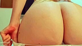 Intimate sex with my 18-year-old girlfriend riding cowgirl for creampie