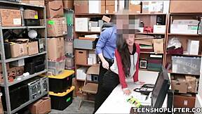 Latina teen shoplifter strikes a naughty deal with horny cop.