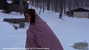 Hot Iowa Girl Masturbates With Big Dildo Then Naked Snow Angel!