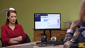 Loan4k Agent Fucks Poor Redhead's Tight Pussy For Cash!