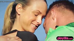 Nasty photographer bangs blonde model in outdoor session