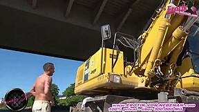 Construction worker takes deepthroat from young blonde amateur