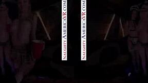 Naughty America features Jamie Jett, Sandra Luberc, and Spencer Bradley in kinky Halloween 4some with heels.