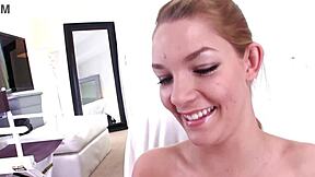 Ally Brooks cute blonde deepthroats huge cock pov