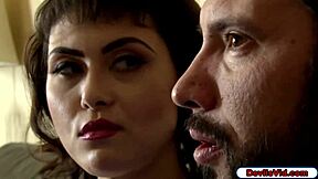 Asian babe and stepmom share one cock in intense threesome.