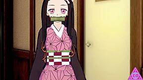 Tanjiro fucks Nezuko in hentai sex scene