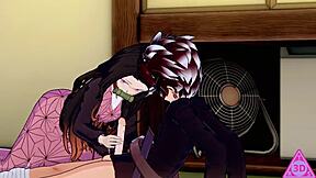 Tanjiro fucks Nezuko in hentai sex scene