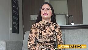 Amateur Casting Stretches Tight Latina's Pussy And Throat