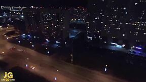 brunette gives sensual blowjob to stranger then fucks him