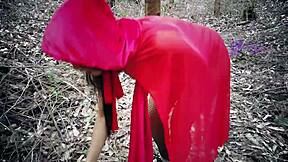 Tatiana Morales As Little Red Riding Hood Gets Lost In Forest For Halloween