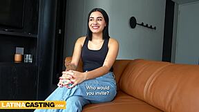 latina amateur gets jizzed in job interview casting