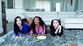 besties suck lucky sneaky dude in ebony gangbang