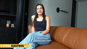 latina amateur gets jizzed in job interview casting