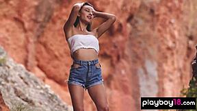 Gloria Sol And Ilvy Kokomo Undress Outdoors With Big Tits