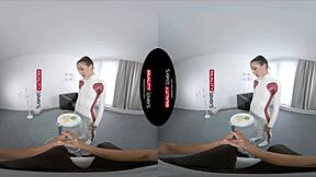 Petite latex android bent over in emotional doggystyle