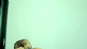 First Anal with Glass Dildo for Tattooed Latina