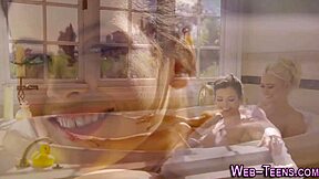 Hot assed lez teen 18+ fingers petite skinny babe in oral play