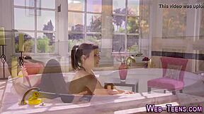 Hot assed lez teen 18+ fingers petite skinny babe in oral play