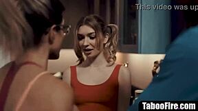 young cheerleader coerced into hardcore threesome by milf coach and husband.