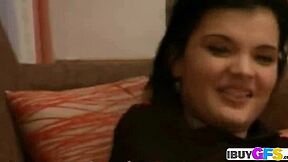 Hot brunette with big breasts enjoys some personal time.