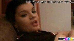 Hot brunette with big breasts enjoys some personal time.