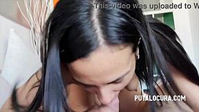 Caught Latina picked up from street for shaved pussy blowjob.