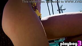 blonde teen emma hix poses outdoor in lingerie