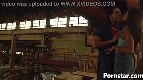 Sexy ebony Tanya Davis gets fucked hardcore in a warehouse