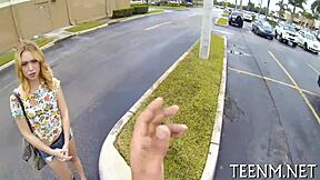 lucy tyler gives skillful oral for money, bent over with tight pussy sucking cock