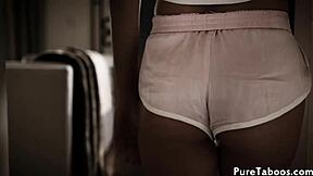 beautiful glam teen gets drilled in taboo threesome. missionary and cowgirl riding.