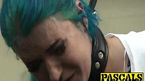 Pierced young 18+ slut's tight anal ruined by deepthroat and cum swallow