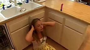 Horny teen Little April toys her tight pink pussy for fun