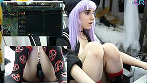 Teen masturbates while playing League of Legends URF mode.