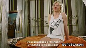 flirtatious girl fingers tight virgin pussy to orgasm