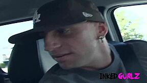 Petite tattooed blonde banged hard in group