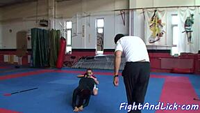 wrestling babe in tight spandex goes wild licking teen pussy 😜