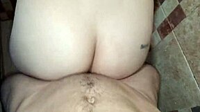 fucking my whore stepsister in bathroom, cumming on tits