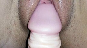 The petite brunette's swollen lips from the vibrator lead to wild pleasure and squirting orgasm.