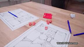 Girlfriend blows me during board game night in pov.