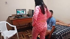 my stepdaughter super gamer gets fucked while wife rests part 2 almost caught