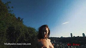 outdoor public sex with mia bandini ends in mouth cumshot