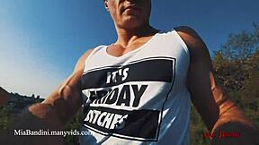 outdoor public sex with mia bandini ends in mouth cumshot