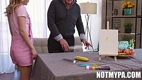 Brookie Blair’s body becomes Evan Stone’s canvas for hardcore taboo play.