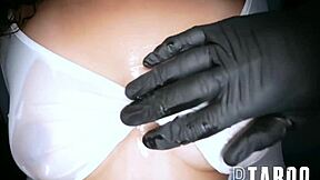 Petite teen Diamond Banks gets massaged and hardcore fucked by Damion Dayski.