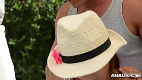 Anal pounding makes model Satin Bloom climax outdoors!